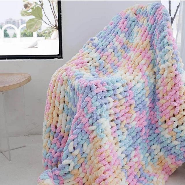 Colorful Chunky Knit Throw