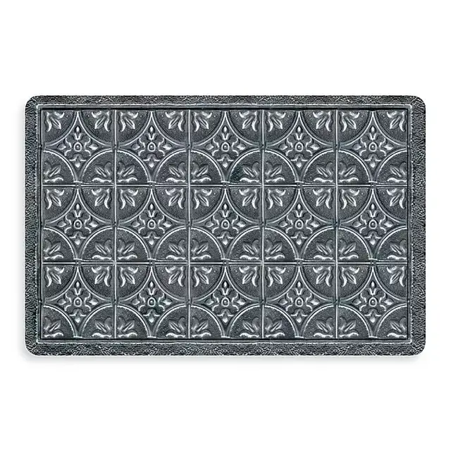 Bungalow Flooring New Wave 18-Inch x 27-Inch Tin Tile Pewter Kitchen Mat