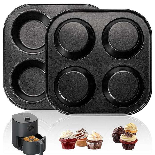 Yomvzake Air Fryer Muffin Pan, 2 Pack Cupcake Molds for Air Fryer Toaster Oven, Nonstick Cupcake Baking Pan for Counter Top Oven Small Oven