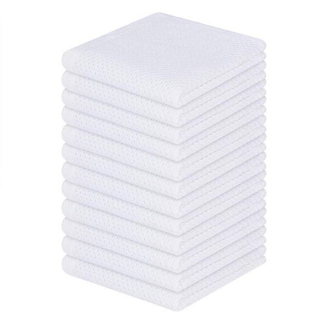 Homaxy 100% Cotton Waffle Weave Kitchen Dish Cloths, Ultra Soft Absorbent Quick Drying Dish Towels, 12 x 12 Inches, 12-Pack, White