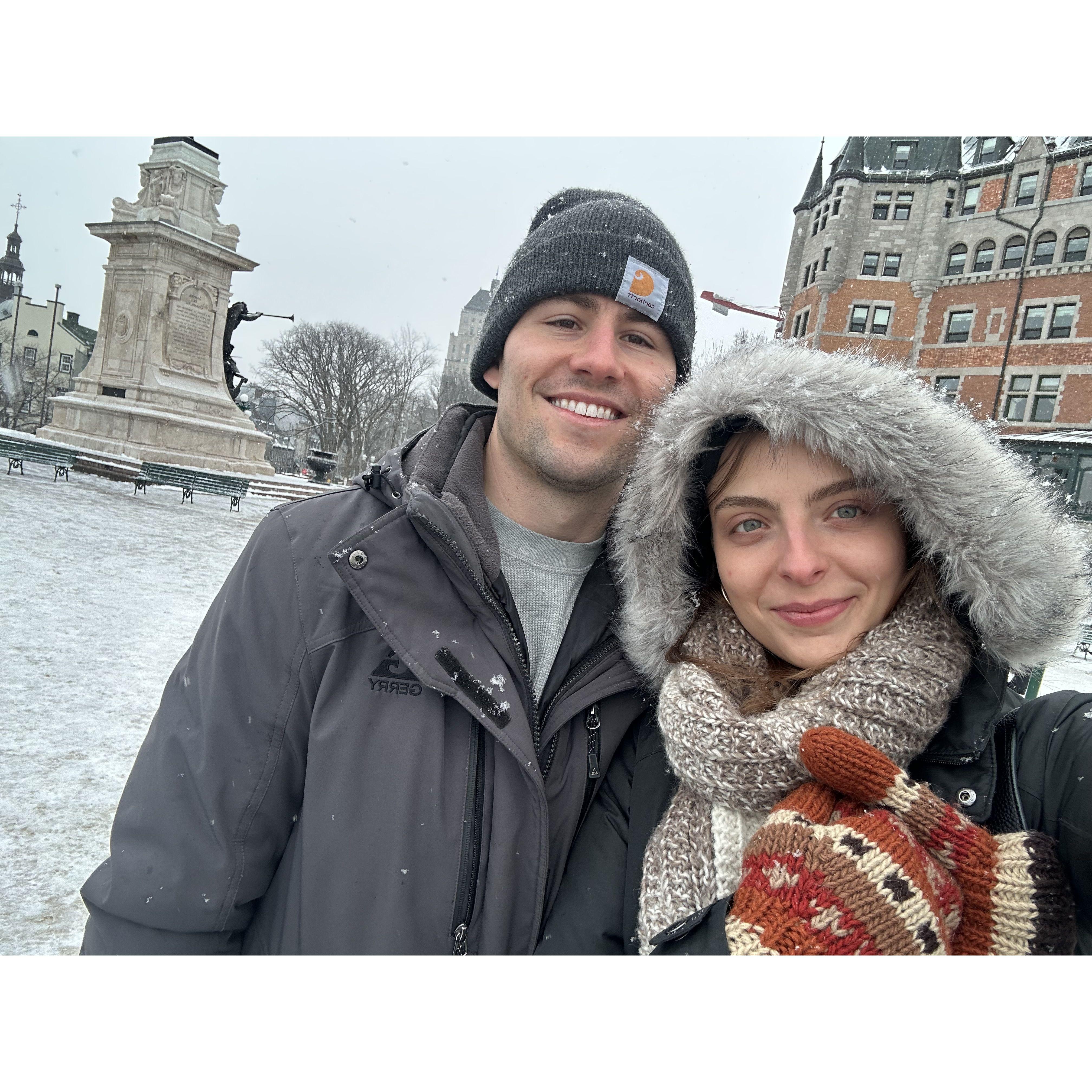Hours before our engagement in Quebec City! <3