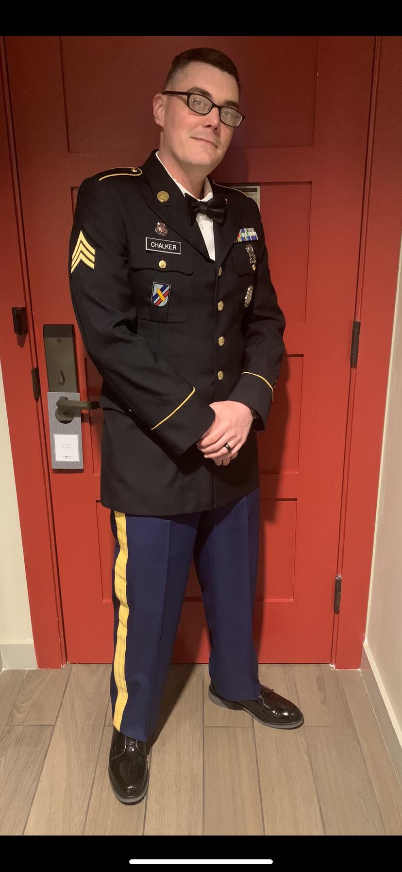 Chalker looking handsome in his dress blues