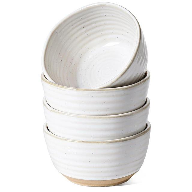 LE TAUCI Small Bowls 10 oz, Ice Cream Bowl, Ceramic Stoneware Bowl, Bowls Set for Dessert, Fruits, Side Dishes, Suit For Housewarming - 4.5 Inch, Set of 4, Arctic white