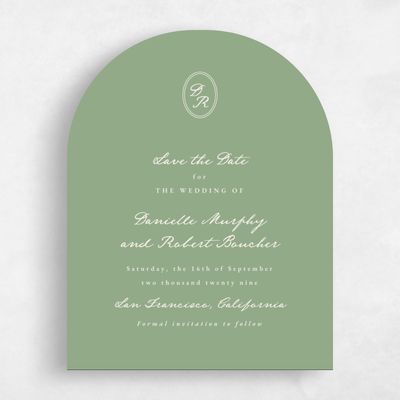 Pale Jade, Green Wedding Save the Date - Dolores Portrait