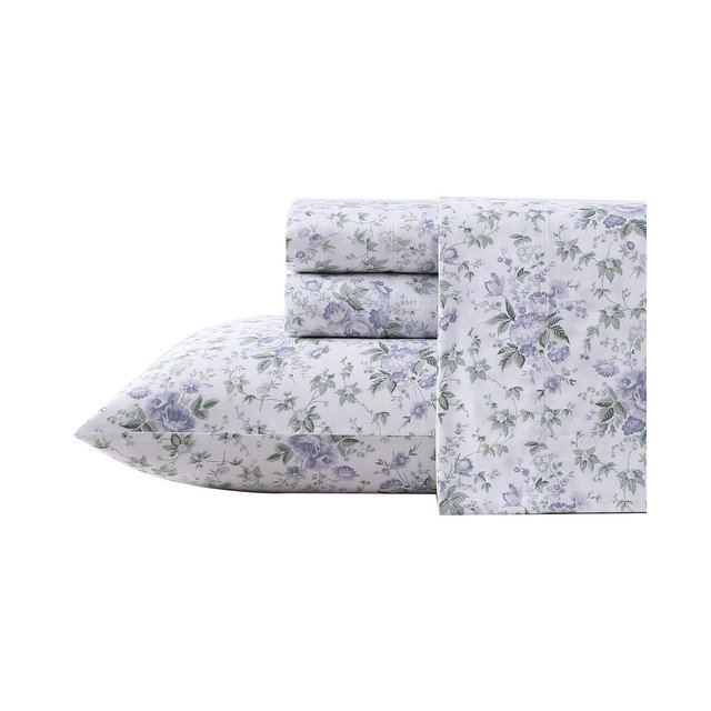 Laura Ashley 300 Thread Count Cotton Sateen 4-Pc. Sheet Set, Queen