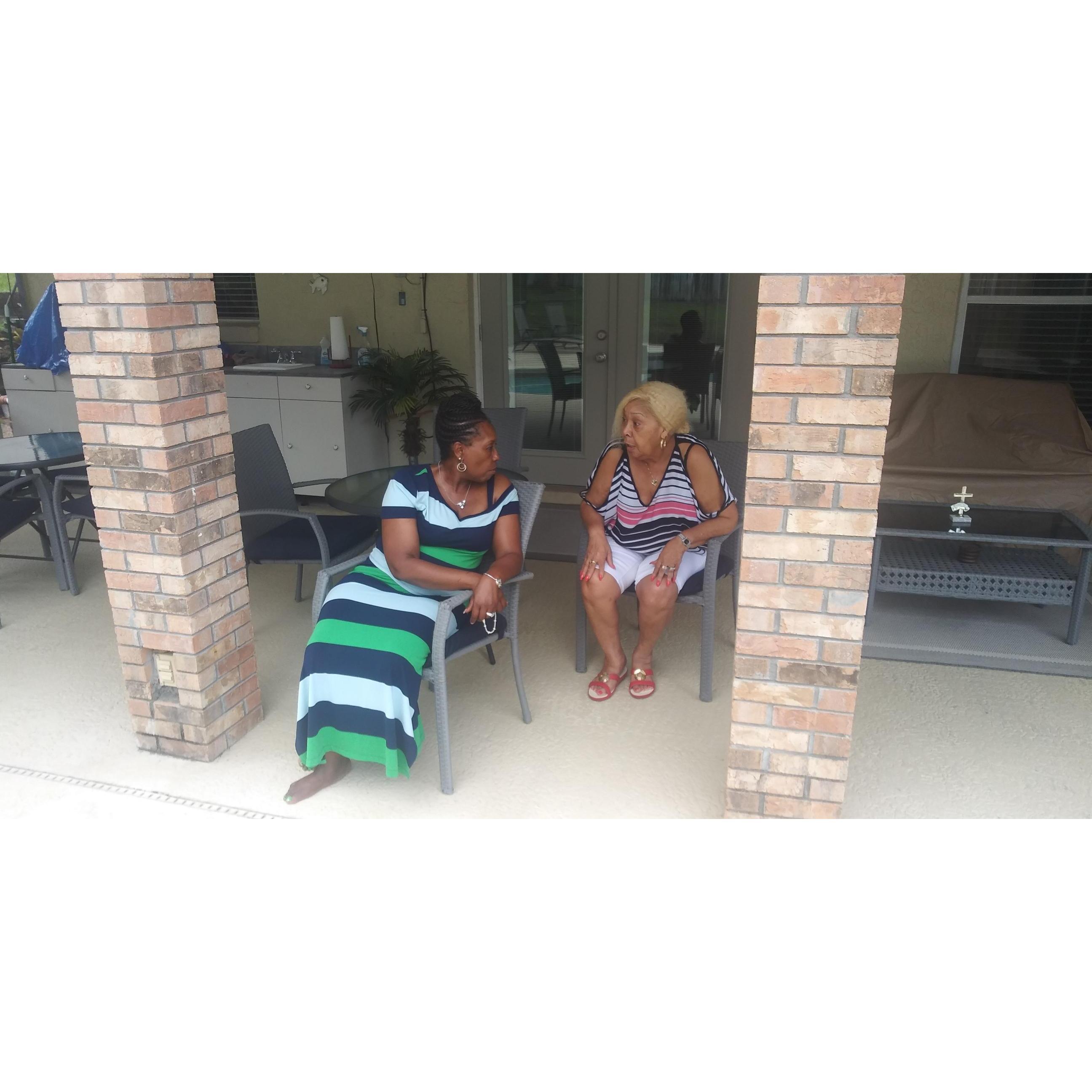 Pearl and my mom chillin in Orlando, Florida.