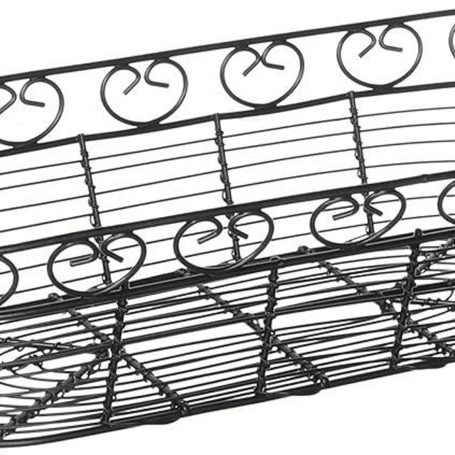 Winco Oblong Wire Bread Basket, 15-Inch x 6.25-Inch x 3-Inch, Black