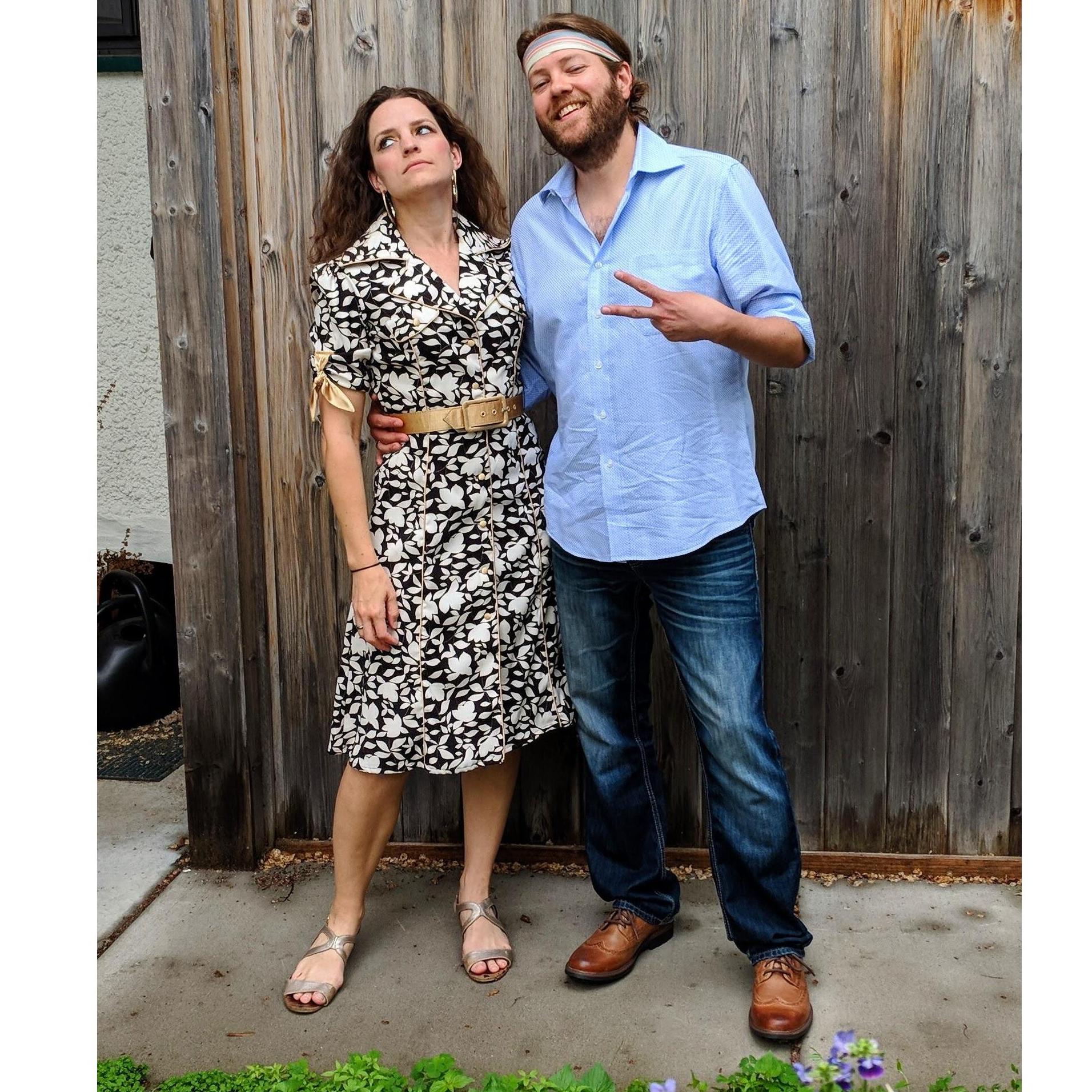 Our 70's outfits for a friend's birthday. Peace?