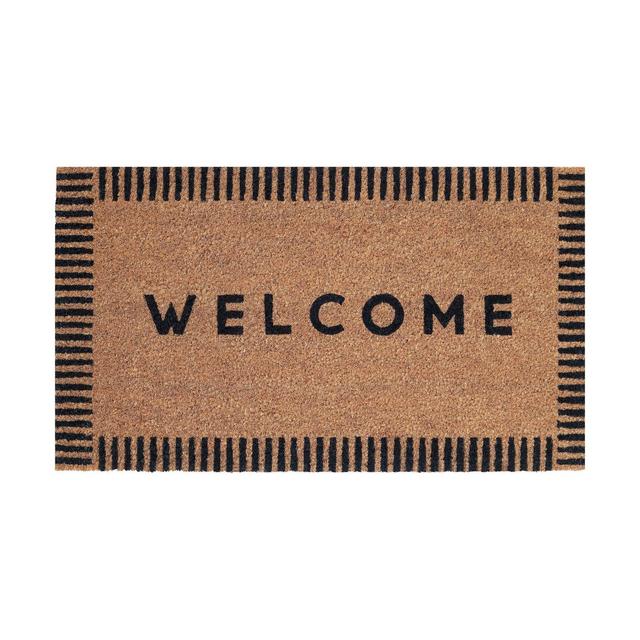 Folkulture Door Mat 16" x 28" Welcome B/W
