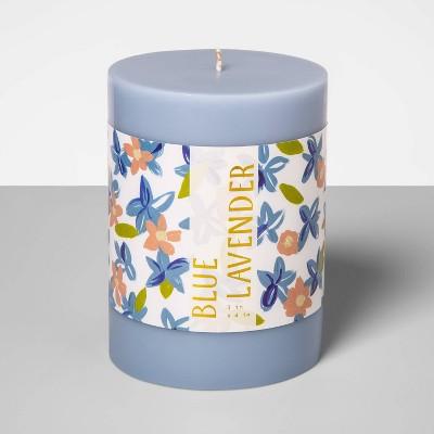4&#34; x 3&#34; Pillar Candle Blue Lavender - Opalhouse&#8482;