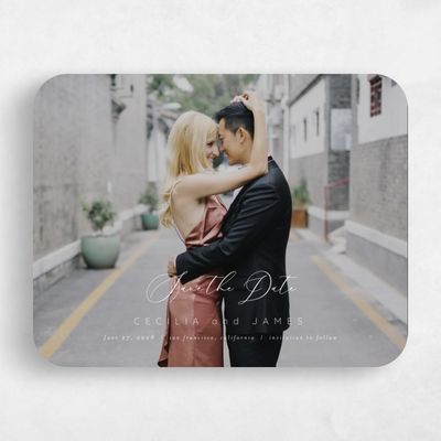 White Rounded Wedding Save the Date - Kylan Landscape