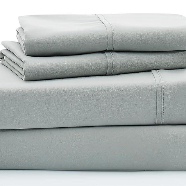 UGG 13696 Alahna Cali King Bed Sheets and Pillowcases 4-Piece Set Luxury Machine Washable Deep Pockets Wrinkle-Resistant Breathable Cozy Comfort Silky Cooling Sheets, California King, Mineral