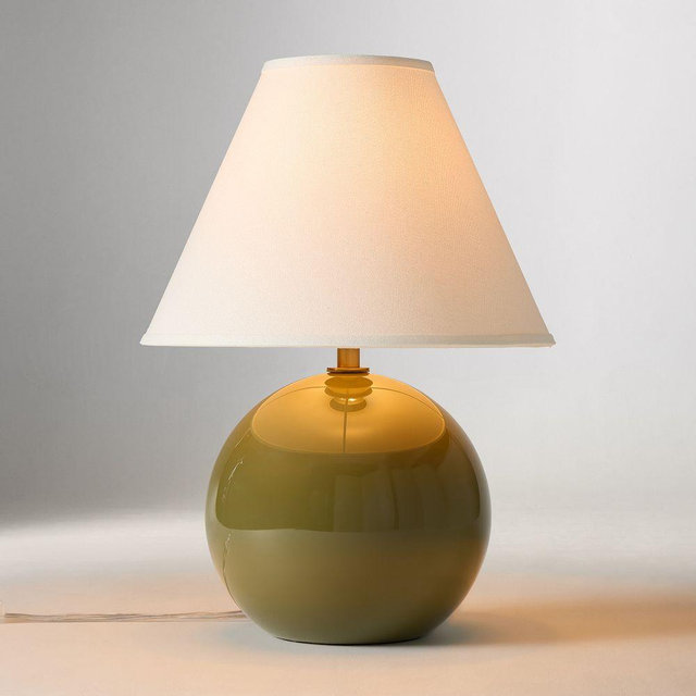 Perry Glass Table Lamp, 15.5", Green