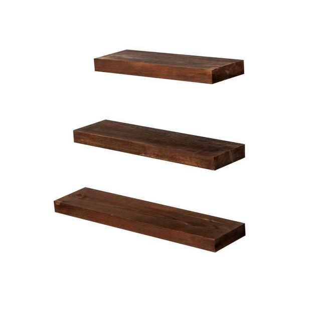 AZL1 Life Concept Rustic Farmhouse 3-Tier Floating Wood Shelves Space-Saving & Decorative Hanging Shelves Wall Shelves Wall-Mounted Shelves (Set of 3)