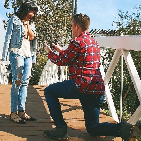 Andy proposed to Emelie in Venice Canals, Los Angeles on February 4 2016
