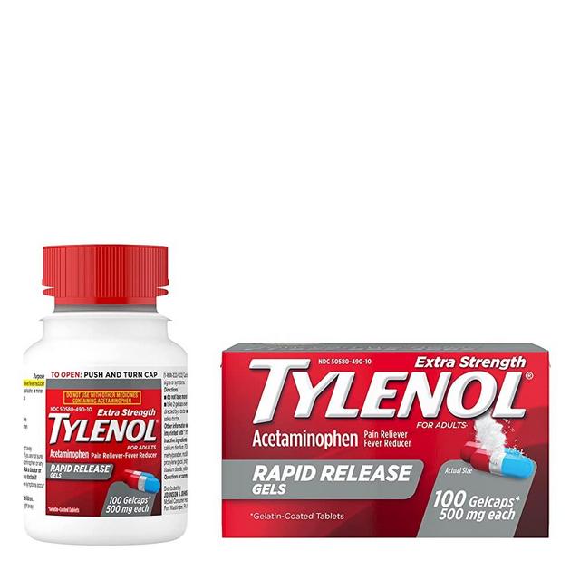 Tylenol Extra Strength Acetaminophen Rapid Release Gels, Pain Reliever & Fever Reducer, 100 ct