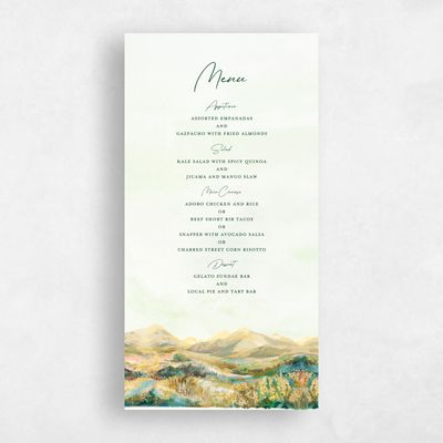 Lightest Green Wedding Menu - Serene