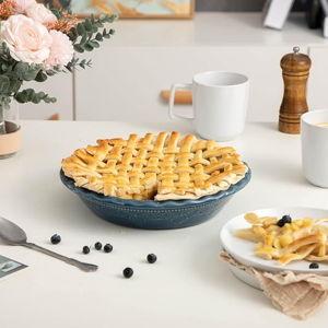 Fun Elements Pie Pan, 9 Inch Ceramic Pie Dish Blue