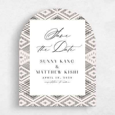 Beige Arch Wedding Save the Date - Wellington Portrait