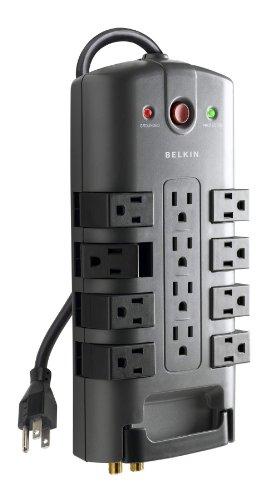 Belkin 12-Outlet Pivot-Plug Power Strip Surge Protector w/ 8ft Cord – Ideal for Computers, Home Theatre, Appliances, Office Equipment and more (4,320 Joules)