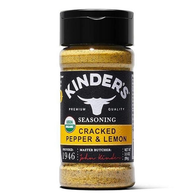 Kinder's Organic Cracked Pepper and Lemon Seasoning, Premium Quality Seasoning, MSG Free and USDA Certified Organic, 3.5 oz