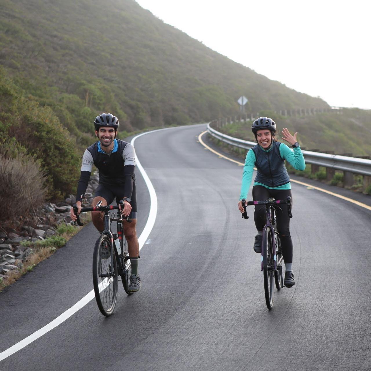 Riding down from the top of Hawk Hill after getting engaged