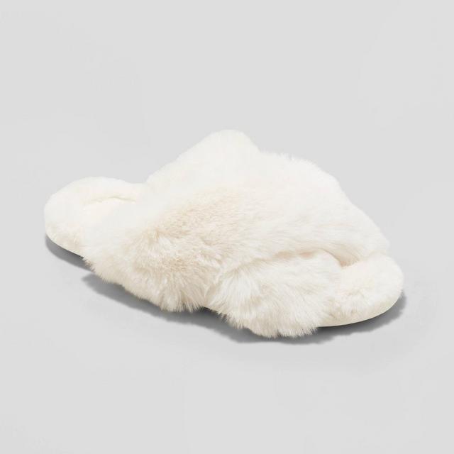 Women's Paris Crossband Faux Fur Slippers - Stars Above™ Cream M