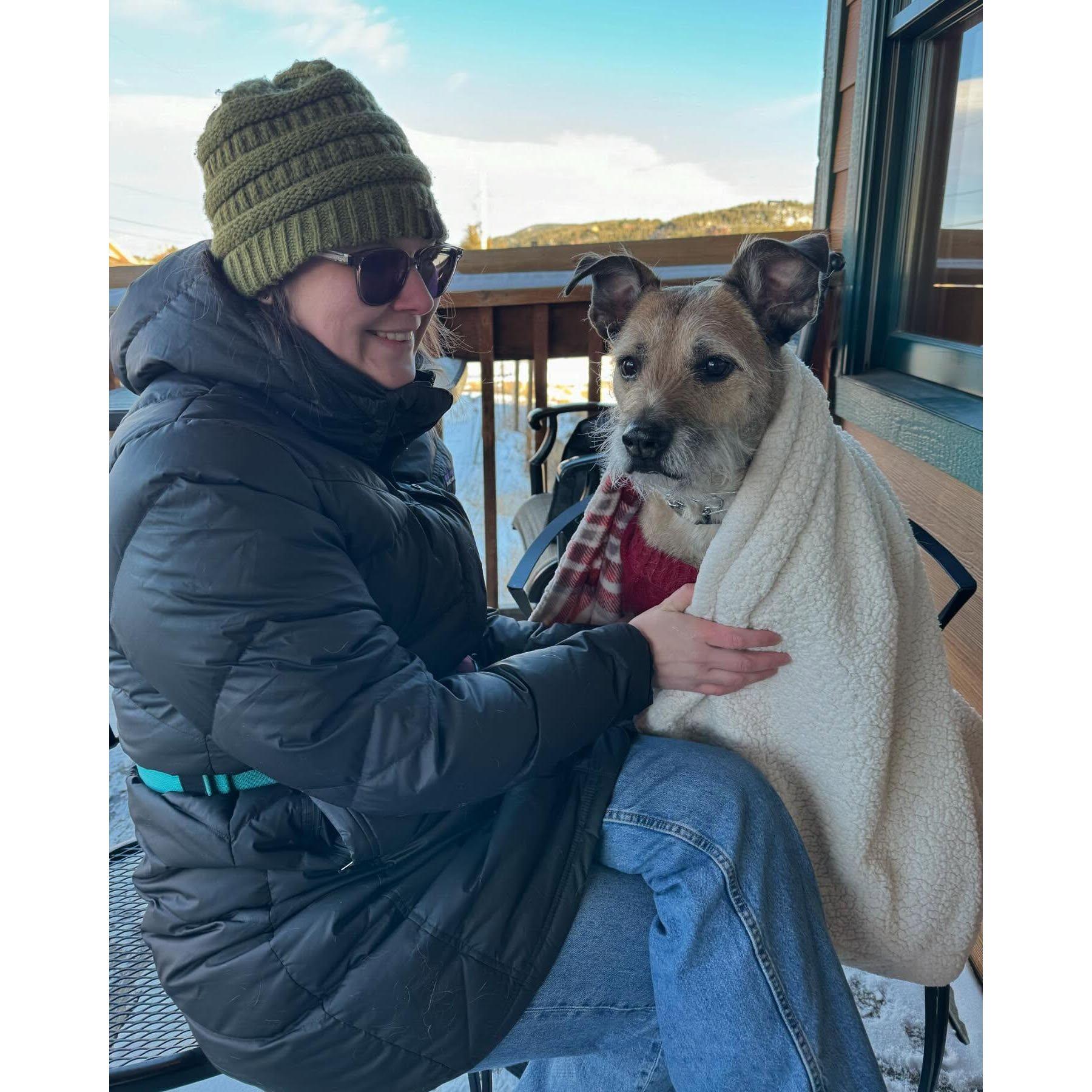 Savannah and Pupper on a crisp winter day.