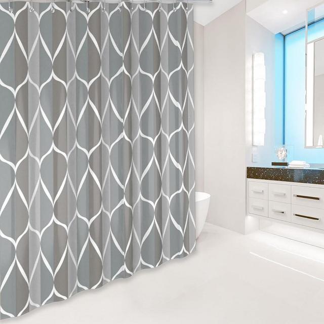 MCCKTIU Grey Fabric Shower Curtain, Waterproof Shower Curtains W 72 x H 72 - Durable - Washable - Quick-Drying - Weighted Hem
