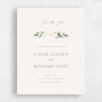 Light Oatmeal, Beige Wedding Save the Date - Aldeney Portrait
