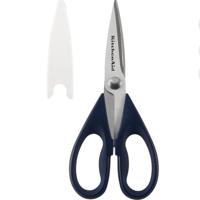 All Purpose Kitchen Shears with Protective Sheath Durable Stainless Steel Scissors, Dishwasher Safe, Soft Grip Comfort Handle, 8.72 Inch, Black