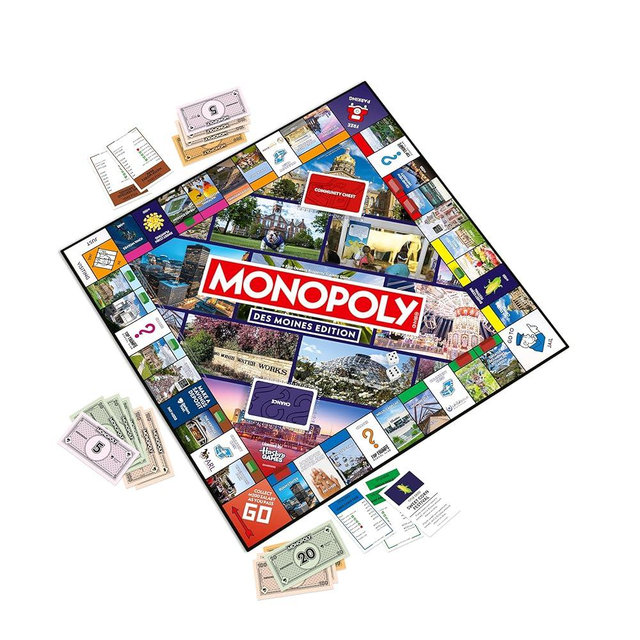 Monopoly Board Game – Des Moines, IA Edition: 2-6 Players Family Board Games for Kids and Adults, Board Games for Kids 8 and Up, Great for Game Night