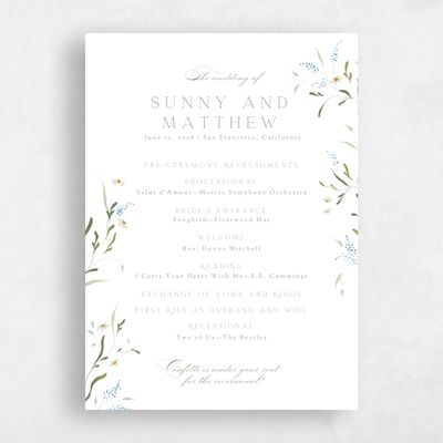 White Standard Wedding Program - Pero