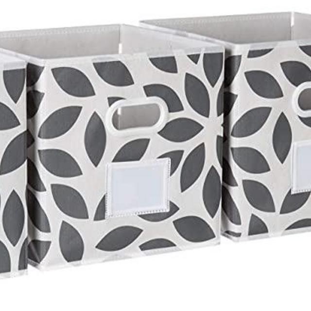 MAX Houser Fabric Storage Bins Cubes Baskets Containers with Dual Plastic Handles for Home Closet Bedroom Drawers Organizers, Foldable, Set of 4 (Grey)