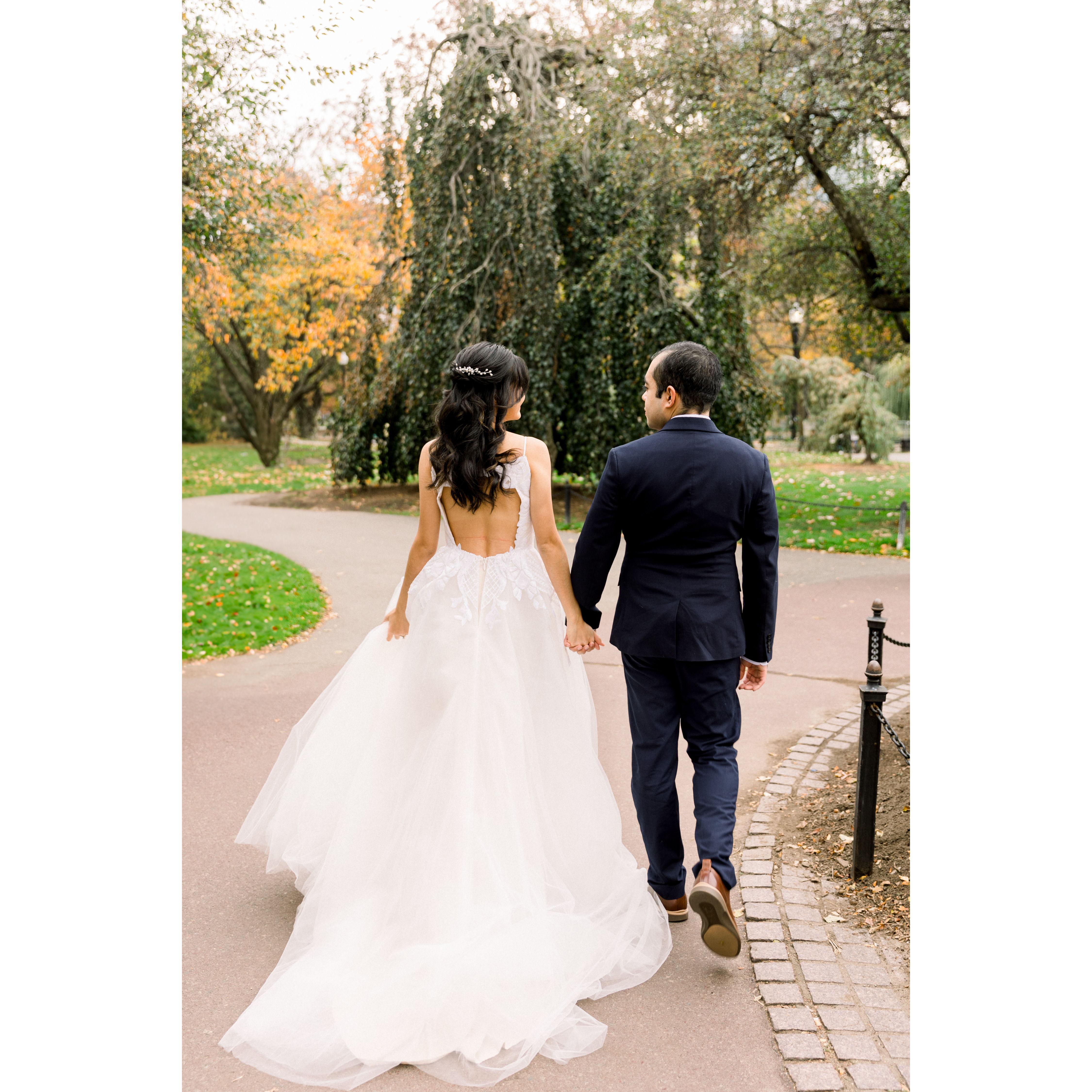 Our engagement shoot at Boston Public Gardens
