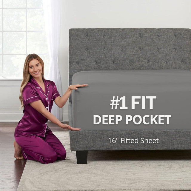 King Fitted Sheet Only – Fitted Sheet King Size Fitted Sheets Only – 16 Inch King Bed Fitted Sheet Fitted King Sheets Sold Separately Grey King Size Fitted Sheet Only Fitted Sheets Fits 14 – 17 Inches