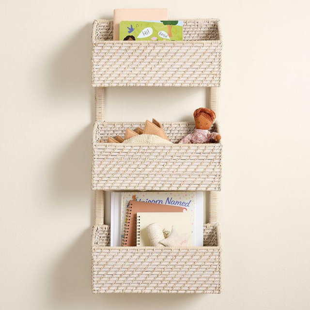 Quinn Tiered Wall Storage Rack, White Washed