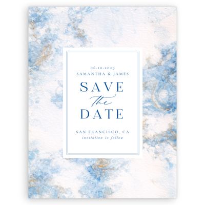 Cobalt, Blue Wedding Digital Save the Date - Carrara Portrait