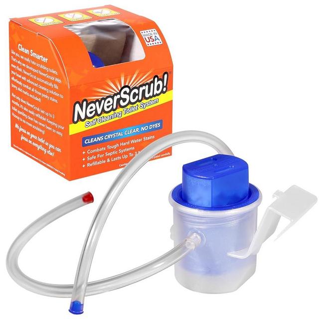 NeverScrub! Self Cleaning Toilet System - Automatic Toilet Bowl Cleaner with Starter Cartridge, Lasts Up 3 Months Continuous Cleaning - Refillable Toilet Bowl Cleaner for Stains, Rings, and Odor