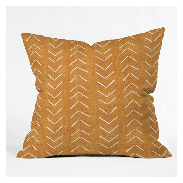 16"x16" Becky Bailey Mud Cloth Big Arrows Square Throw Pillow Mustard - Deny Designs