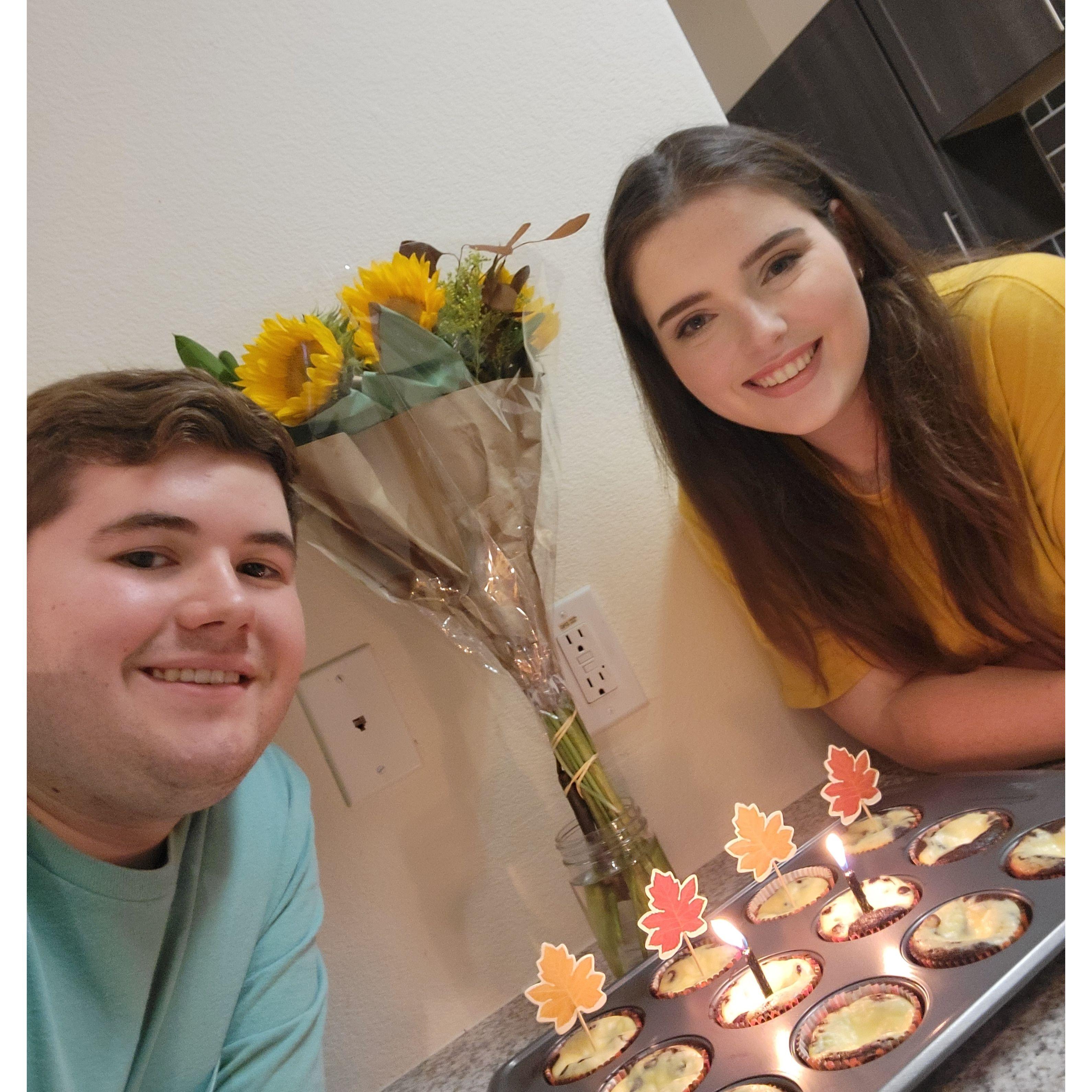 Davis' 20th birthday, featuring cupcakes and a lasagna!