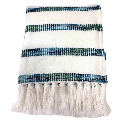 Striped Throw Blanket - White/Blue - Threshold™