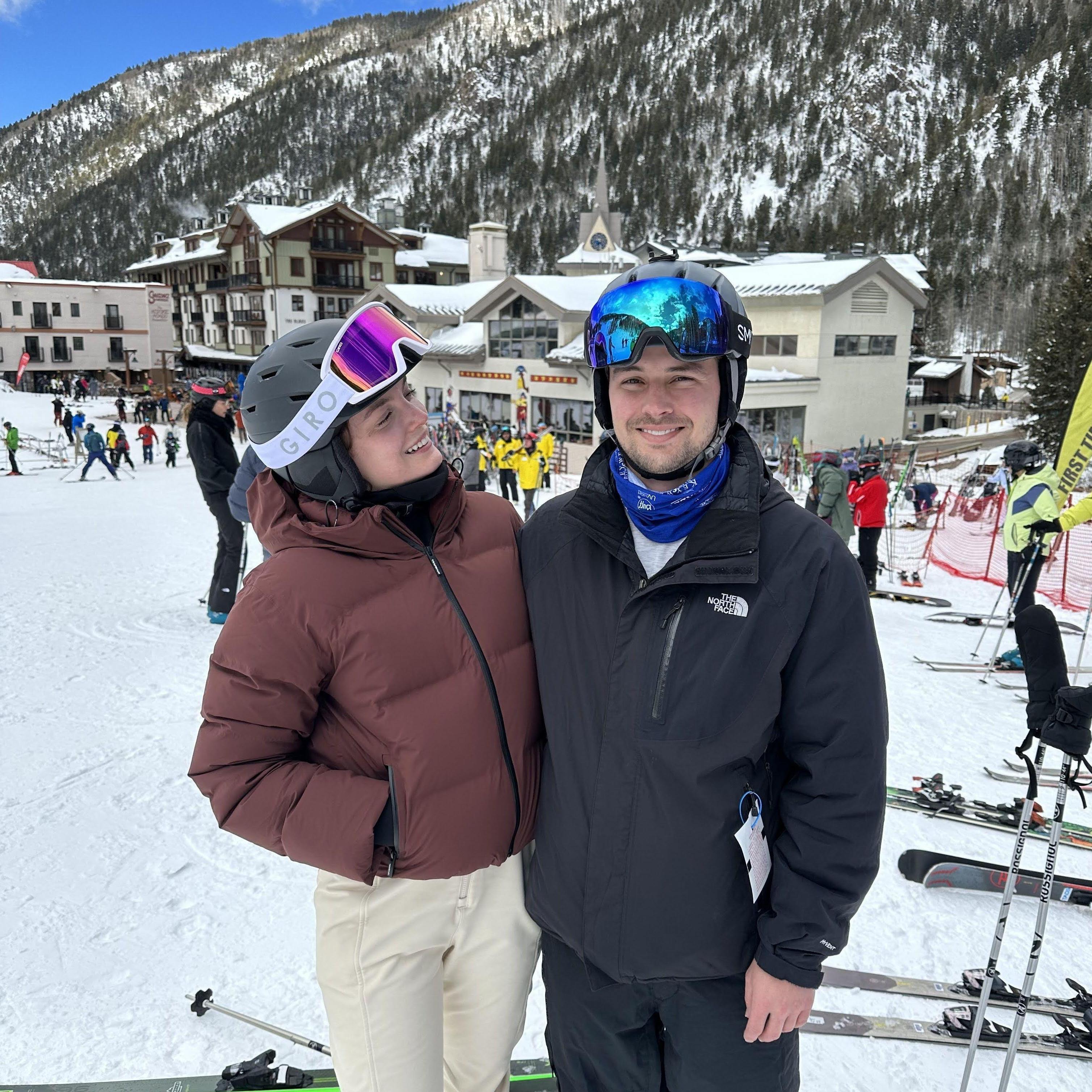 Austin skied black diamonds while Erin took lessons on the bunny hills :)