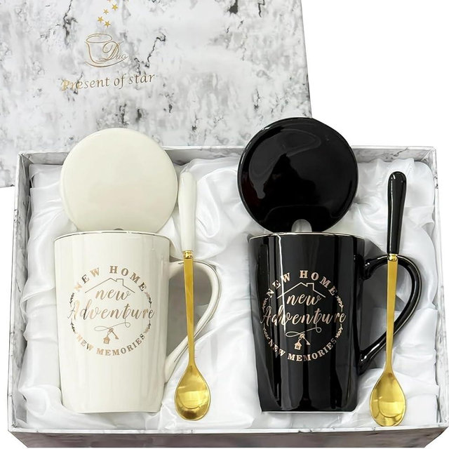 CLVJQ House Warming Gifts New Home - Housewarming Gifts Coffee Mug for Men Women Couple Famlies Friends - New Home Gift Ideas - Closing Gifts for Home Buyers - First Home Presents with Box 14oz