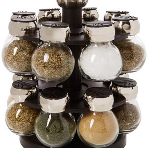 Olde Thompson 16-Jar Labeled Orbit Spice Rack Jars & Rack