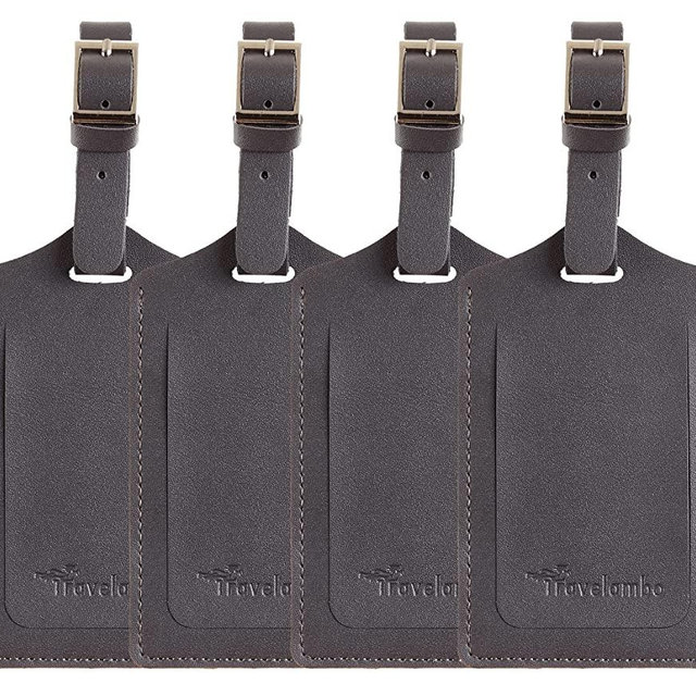 4 Pack Leather Luggage Travel Bag Tags by Travelambo