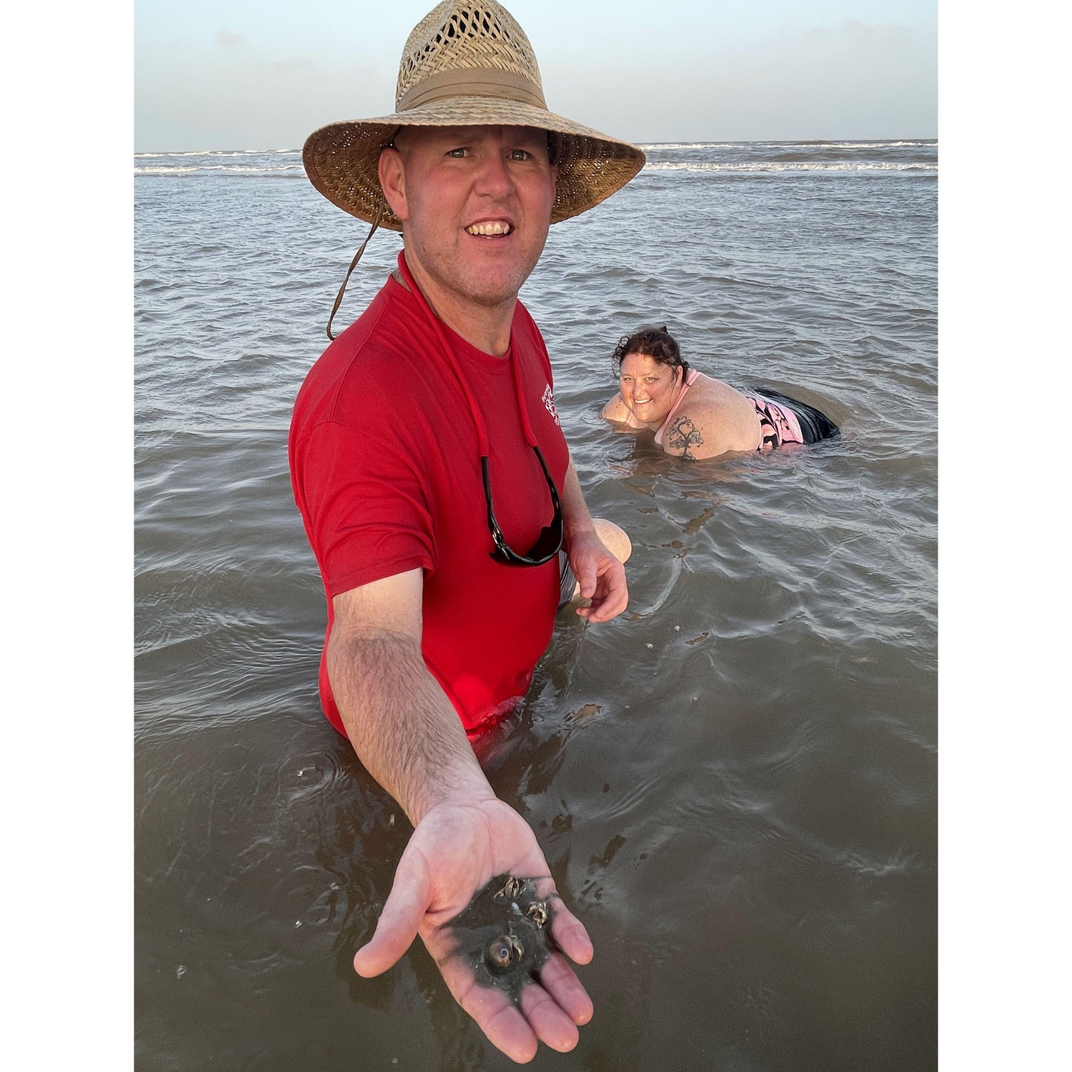 Josh's first time at the beach.......watch out for those "baby sharks"!