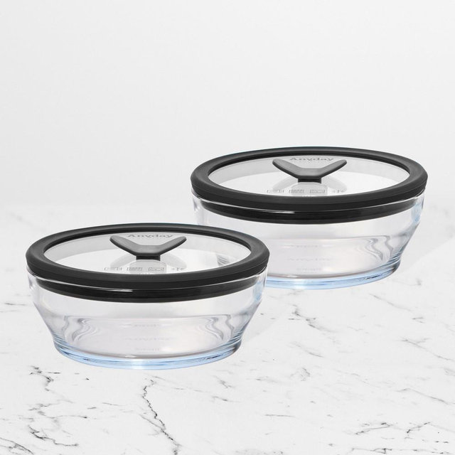 Anyday 2-Cup Frosted Glass Cookware and Storage, Set of 2