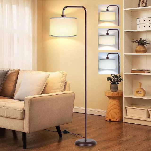 LED Floor Lamp for Living Room, 3 Color Temperature Floor Lamp with Foot Switch Modern Standing Lamp Tall Pole Floor Reading Lamp for Bedroom, Study Room, Office, 9W Bulb Included, Oil Rubbed Bronze