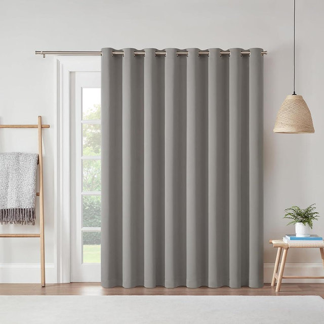 Eclipse Darrell Thermaweave Blackout Grommet Extra Wide 84" x 100" Sliding Patio Door Curtain Panel in Grey